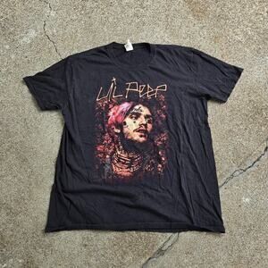 Vtg Y2k LIL PEEP Portrait Graphic Iconic SoundCloud Rapper Rap Tee Shirt Lg Fit